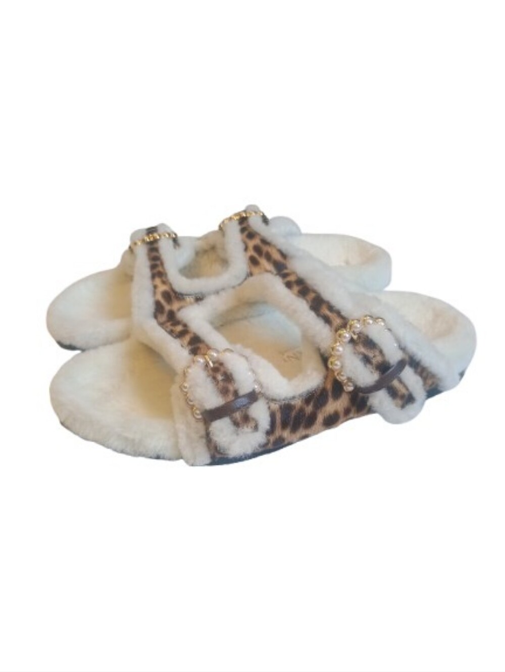 Stuart Weitzman cheetah print haircalf Pearl Embellished Size:8.5